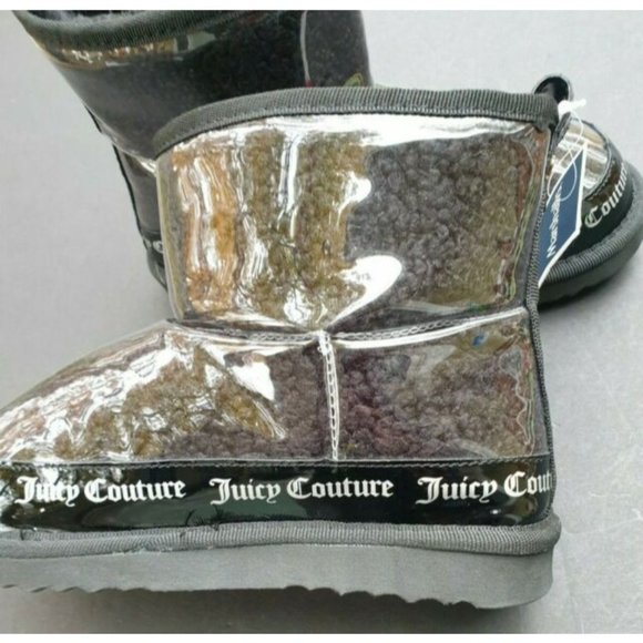 JUICY COUTURE SIZE 8 BOOTIE BOOTS BLACK KLASH CLEAR LOGO - Picture 8 of 12